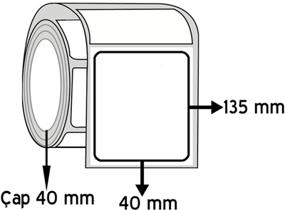 Vellum 40 mm x 135 mm ÇAP 40 mm Barkod Etiketi ( 20 Rulodur )
