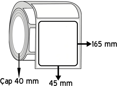 Opak PP 45 mm x 165 mm ÇAP 40 mm Barkod Etiketi ( 10 Rulodur )