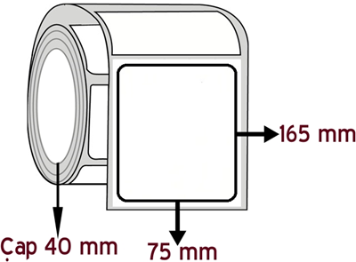Vellum 75 mm x 165 mm ÇAP 40 mm Barkod Etiketi ( 10 Rulodur )