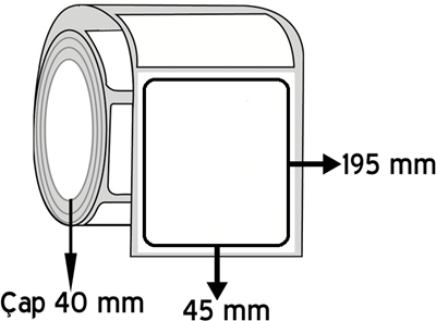 Lamine Termal 45 mm x 195 mm ÇAP 40 mm Barkod Etiketi ( 10 Rulodur )