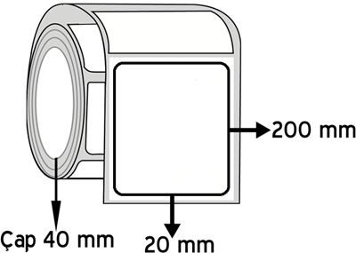 Opak PP 20 mm x 200 mm ÇAP 40 mm Barkod Etiketi ( 20 Rulodur )