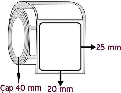 Vellum 20 mm x 25 mm ÇAP 40 mm Barkod Etiketi ( 30 Rulodur )