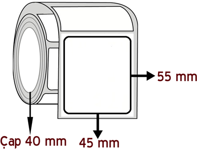 Lamine Termal 45 mm x 55 mm ÇAP 40 mm Barkod Etiketi ( 10 Rulodur )