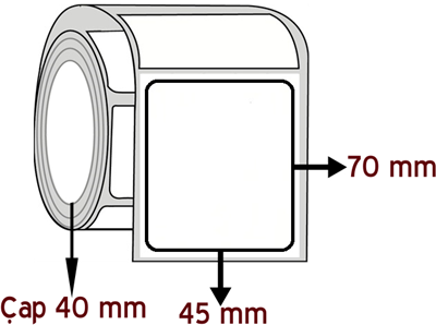 Kuşe 45 mm x 70 mm ÇAP 40 mm Barkod Etiketi ( 20 Rulodur )