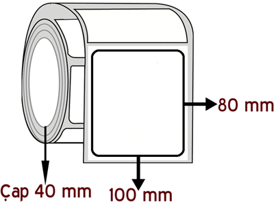 Kuşe 100 mm x 80 mm ÇAP 40 mm Barkod Etiketi ( 10 Rulodur )